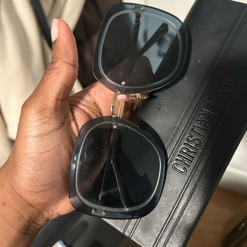 Dior Black and Gold Oversized Square Sunglasses